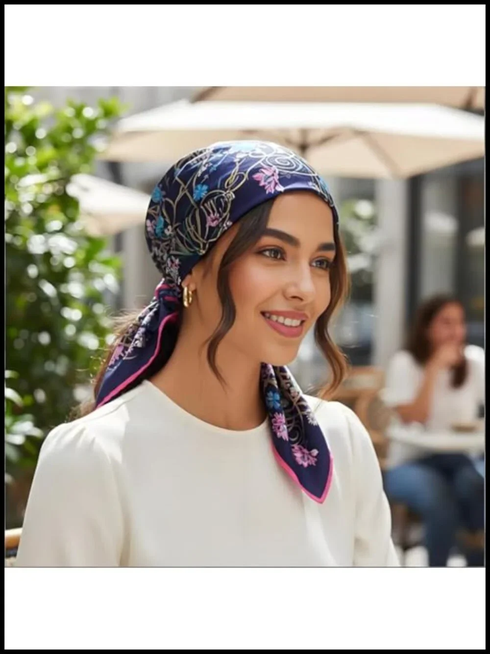 35x35 Square Silk-Like Lightweight Floral Print Fashion Scarf Headwrap Bandana